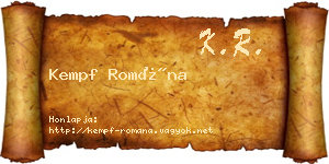Kempf Romána névjegykártya